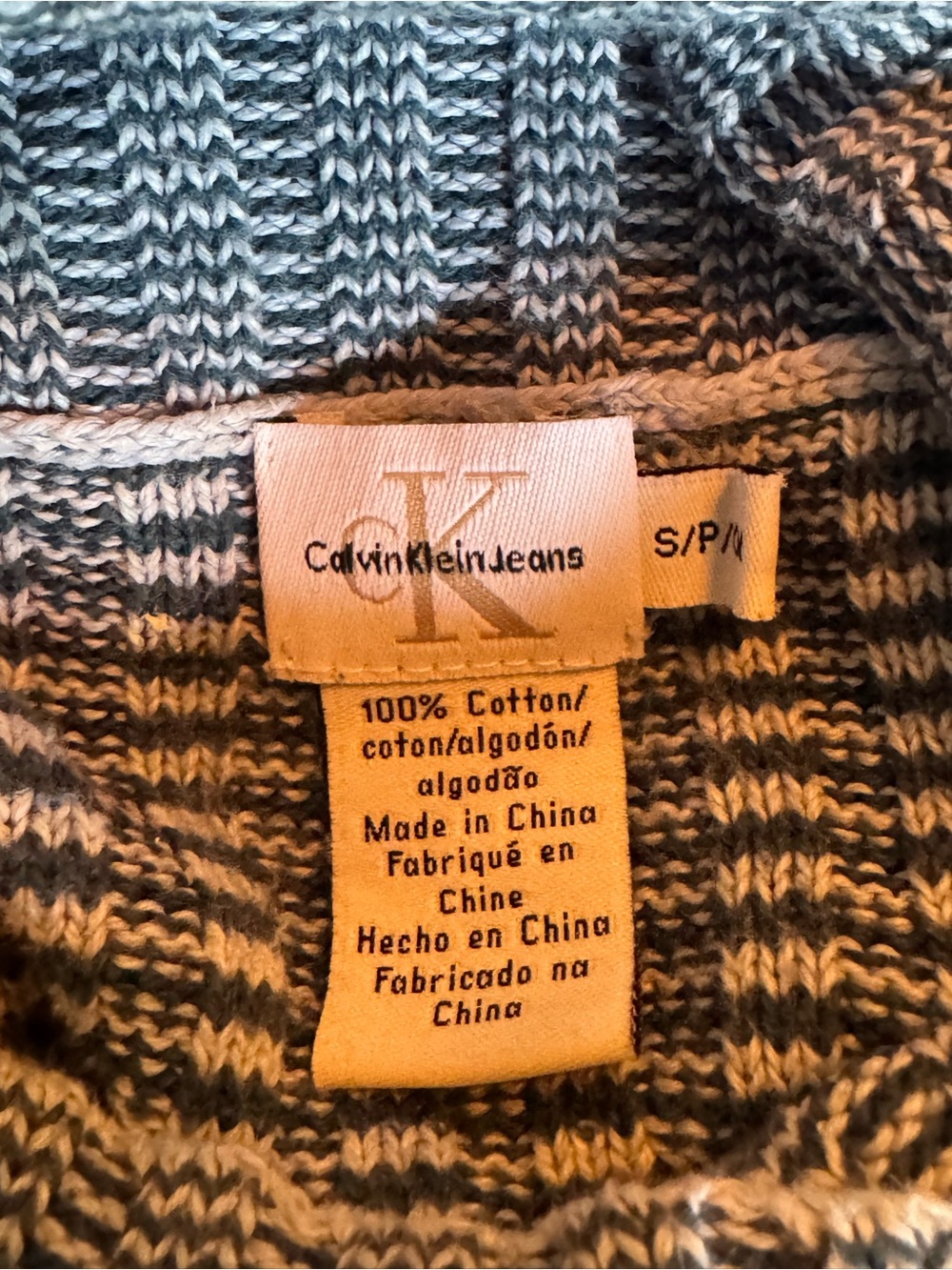 Calvin Klein green striped Ribbed Turtleneck Sweater small - Picture 7 of 7